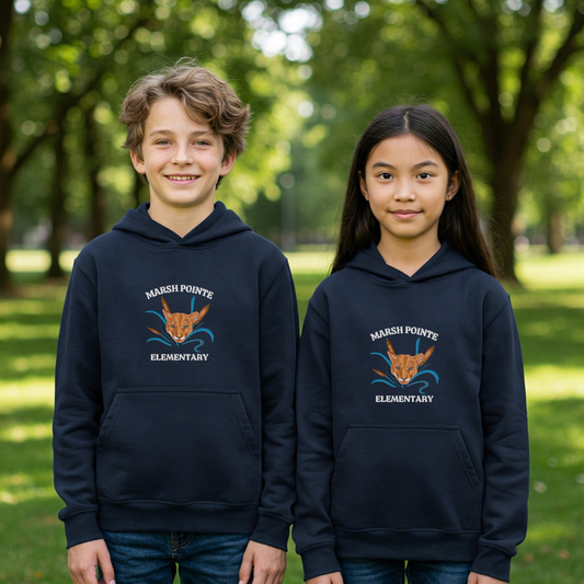 Kids stylish & cozy fleece black pullover hoodie - Bayside Uniforms