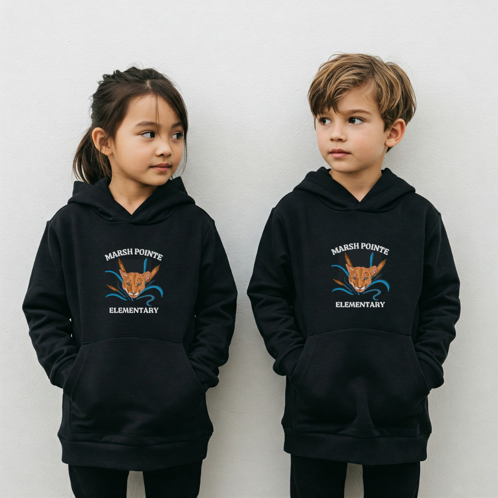 Kids stylish & cozy fleece black pullover hoodie - Bayside Uniforms